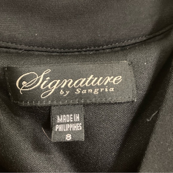 Signature by Sangria Black/Gray Dress Fit & Flare handkerchief hem sleeveless 8 - Picture 14 of 16